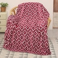 thumbnail image 1 of Catalonia Fleece Throw Blanket for Couch, Lightweight All Seasons Soft Cozy Moroccan Blanket for Home Living Room Decorative, 50'' x 60'', Wine, 1 of 7