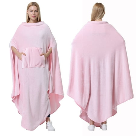 Catalonia Fleece Wearable Blanket Poncho for Adult Women Men, Wrap Blanket Cape with Pocket | Warm, Soft, Cozy, Snuggly, Comfort Gift, No Sleeves | All-Season, Gift Idea