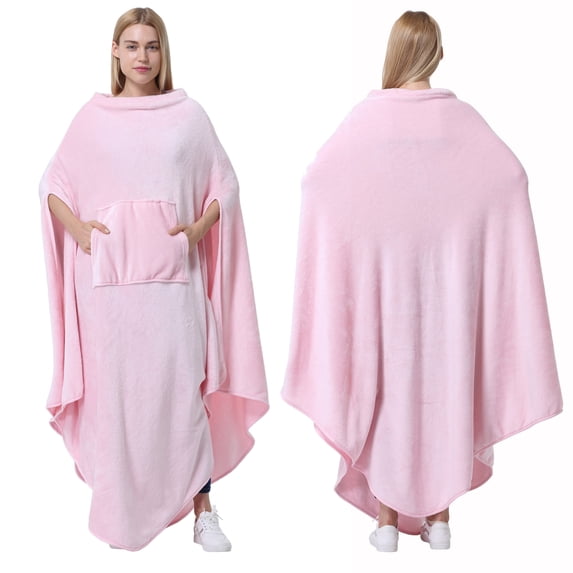 Catalonia Fleece Wearable Blanket Poncho for Adult Women Men, Wrap Blanket Cape with Pocket | Warm, Soft, Cozy, Snuggly, Comfort Gift, No Sleeves | All-Season, Gift Idea