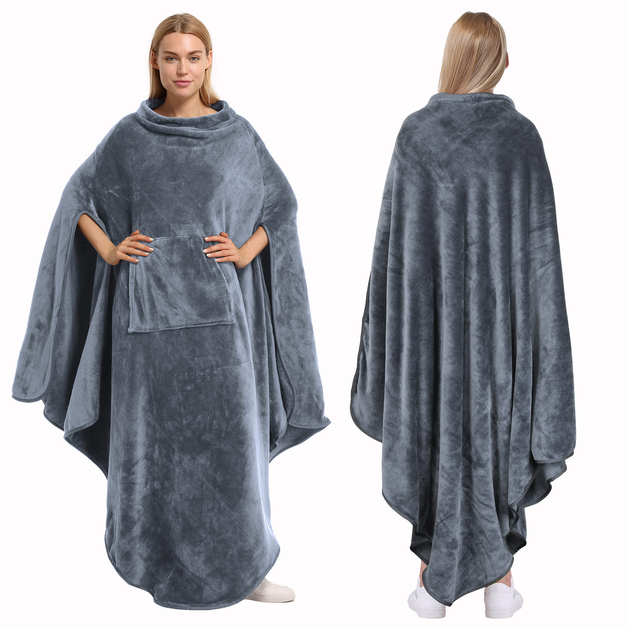 Catalonia Sherpa Wearable Blanket Poncho for Adult Women Men, Wrap