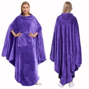 Catalonia Fleece Wearable Throws Blanket Poncho for Adult Women Men, All-Season, Gift Idea