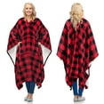 thumbnail image 1 of Catalonia Fleece Wearable Throws Blanket Poncho for Adult Women Men, Red Checker, 2.81 lbs, 1 of 8