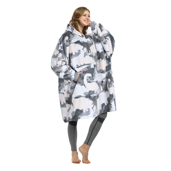 Catalonia Oversized Wearable Blanket Hoodie Sweatshirt, Comfortable Sherpa Lounging Pullover for Adults Men Women Teenagers Wife Girlfriend Gift