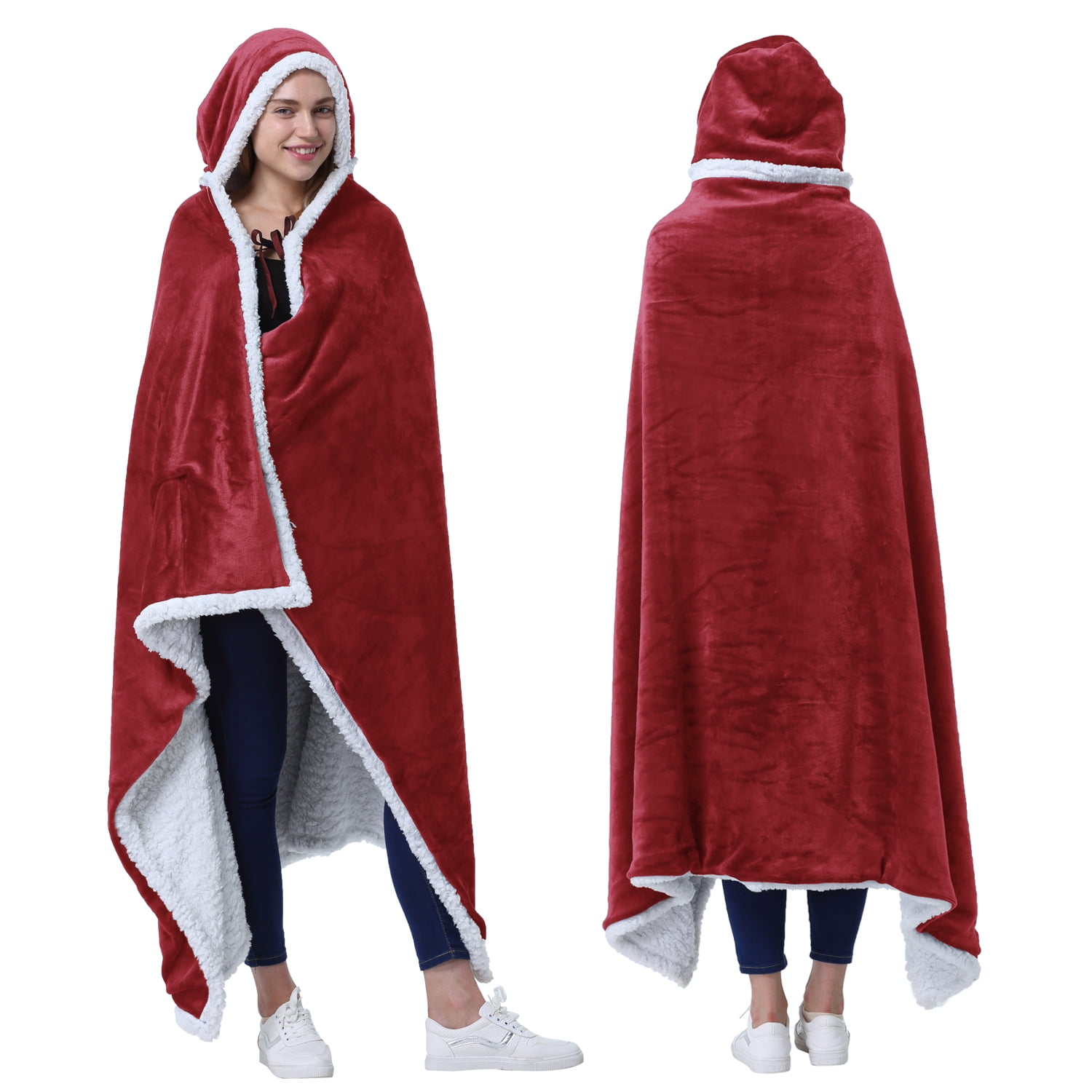 Catalonia Hooded Blanket Poncho Wearable Blanket Wrap with Hand