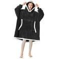 thumbnail image 1 of Catalonia Hooded Blanket for Women - Cozy Oversized Sherpa Fleece Sweatshirt Blanket with Sleeves and Huge Pockets,Gifts for Adult teen Men,BLACK, 1 of 6