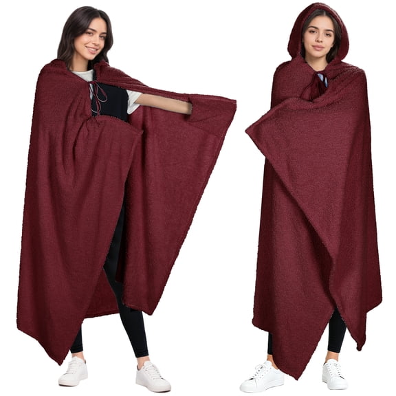 Catalonia Hooded Wearable Blanket Poncho for Adults, Lightweight Fleece Cape with Hand Pockets, Cozy Plush Throw Wrap for Women, Perfect for Lounging, Gifts Ideas