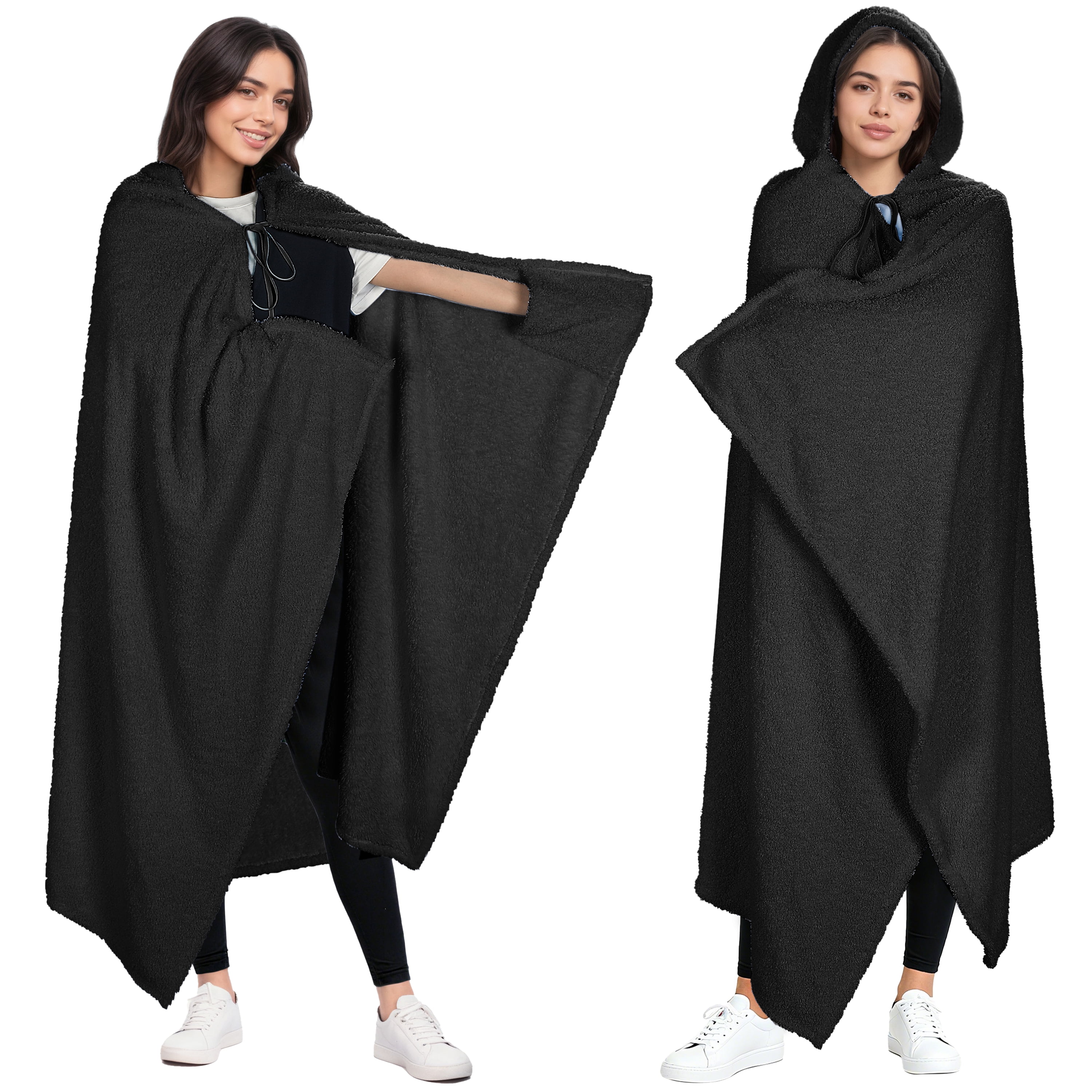 Catalonia Hooded Wearable Blanket Poncho for Adults, Lightweight Fleece Cape with Hand Pockets, Cozy Plush Throw Wrap for Women, Perfect for Lounging, Gifts Ideas