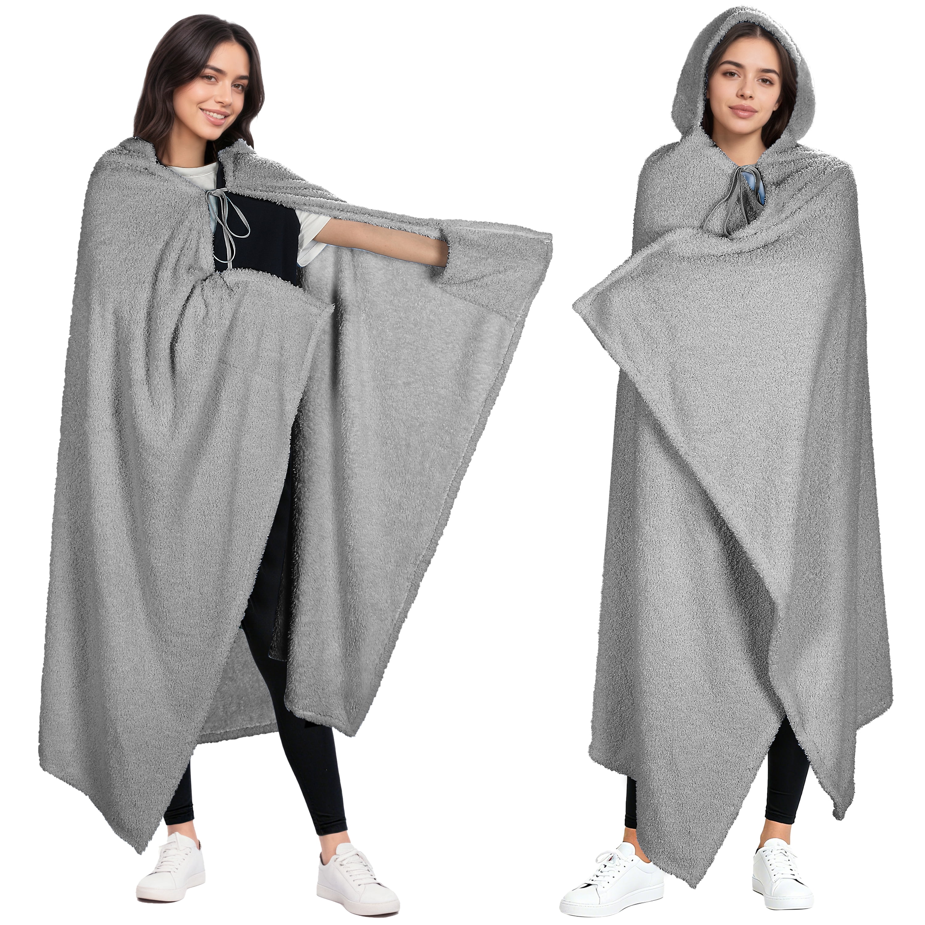 Catalonia Hooded Wearable Blanket Poncho for Adults, Lightweight Fleece Cape with Hand Pockets, Cozy Plush Throw Wrap for Women, Perfect for Lounging, Gifts Ideas