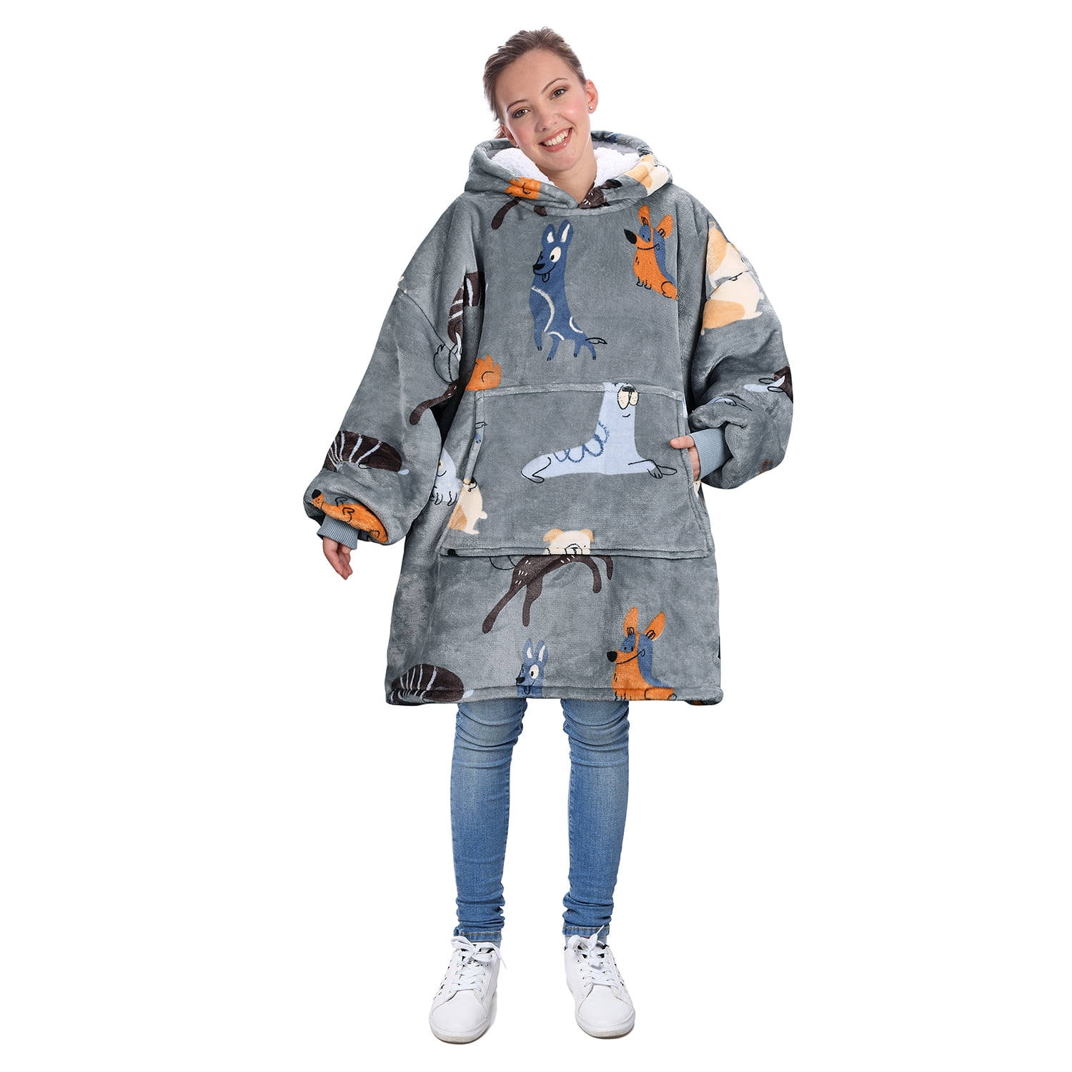 Catalonia Classy Kinderhoodie-Deken - Oversized Knuffelhoodie Voor Jongens En Meisjes, Aqua