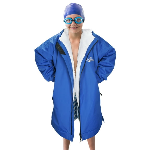 Catalonia Kids Waterproof Swim Parka with Hood, Windproof Fleece Swim Jacket, Warm Winter Swim Coat for Boys Girls Youth, Perfect for Swim Lessons, Beach, Pool