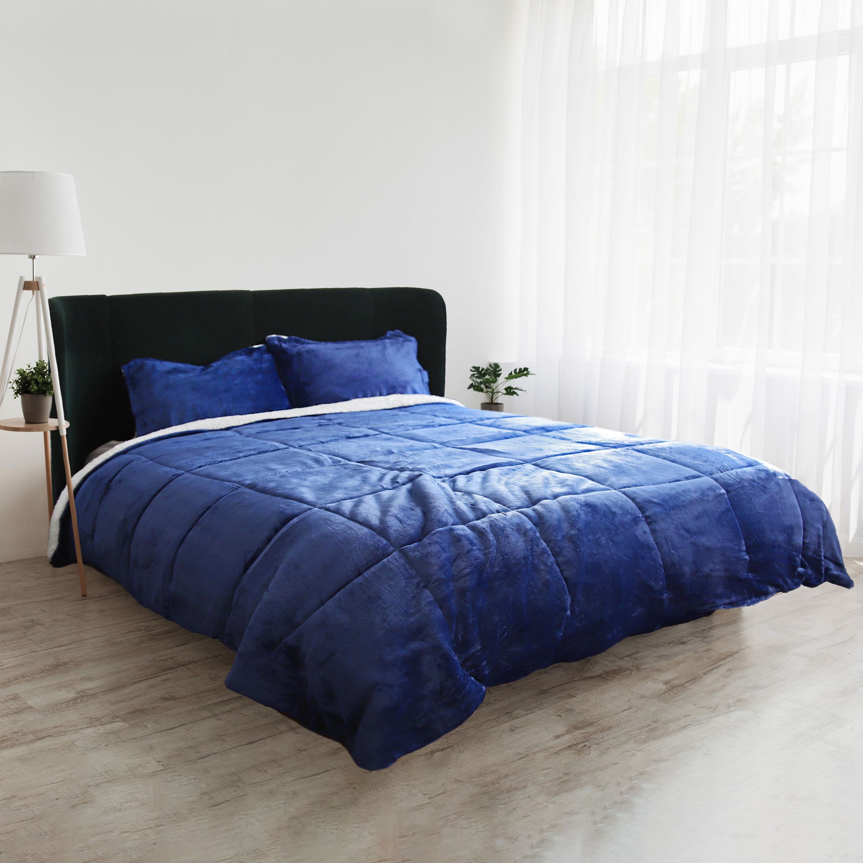 Catalonia King Size Fuzzy Microfiber Sherpa Comforter Set, Reversible