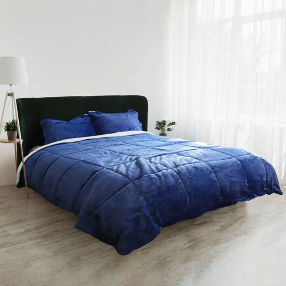 Catalonia King Size Sherpa Comforter Set, Ultra-soft Reversible Fluffy Micromink Bedding Set-3 Pieces, 1 Comforter and 2 Pillow Shams, 90x103 inches