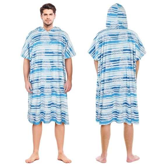 Catalonia Microfiber Surf Poncho,Water Absorbent Changing Towel Robe,Aqua