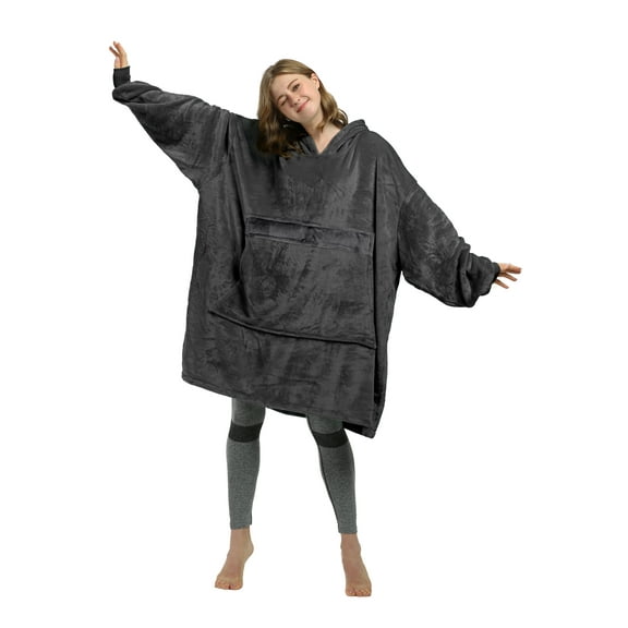 Catalonia Oversized Blanket Hoodie Sweatshirt, Lavender Wearable Fleece Pullover, Gift for Adults Men Women