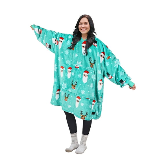 Catalonia Oversized Blanket Hoodie Sweatshirt, Wearable Fleece Pullover for Adults Men Women, Ugly Christmas Sweater