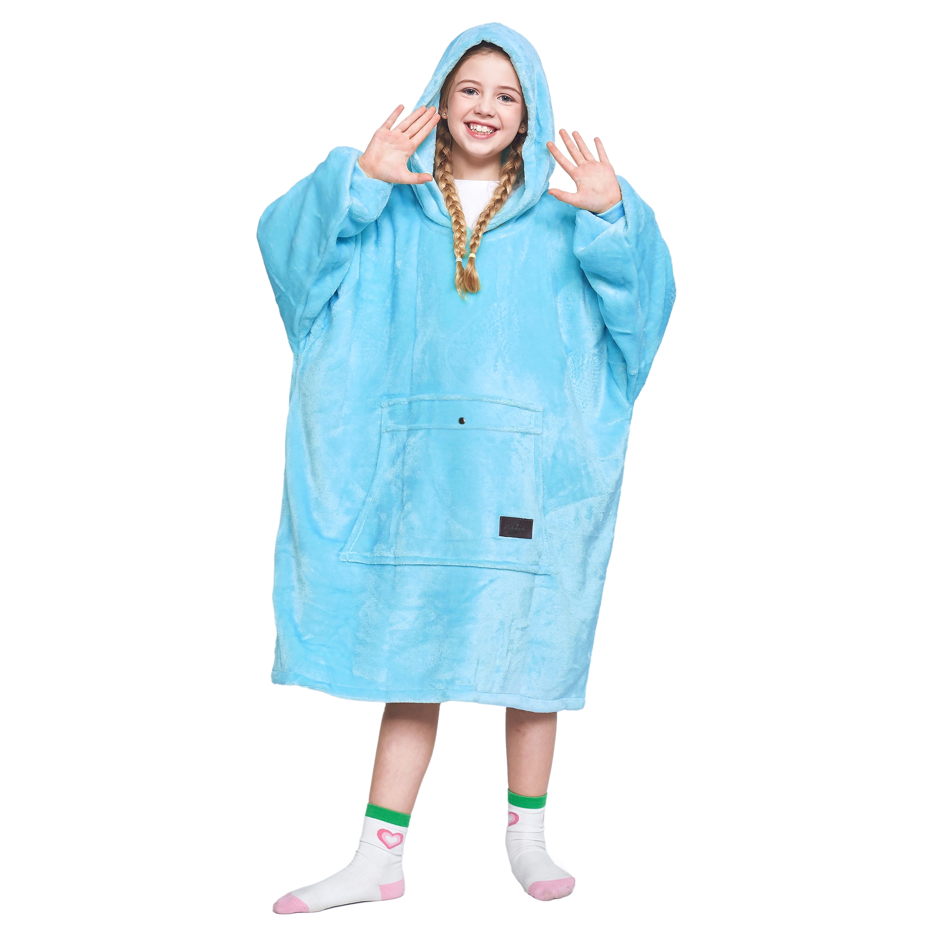 Catalonia Oversized Blanket Hoodie Sweatshirt for Kids, Wearable Fleece Pullover with Large Front Pocket, Teen Boys Girls Gift