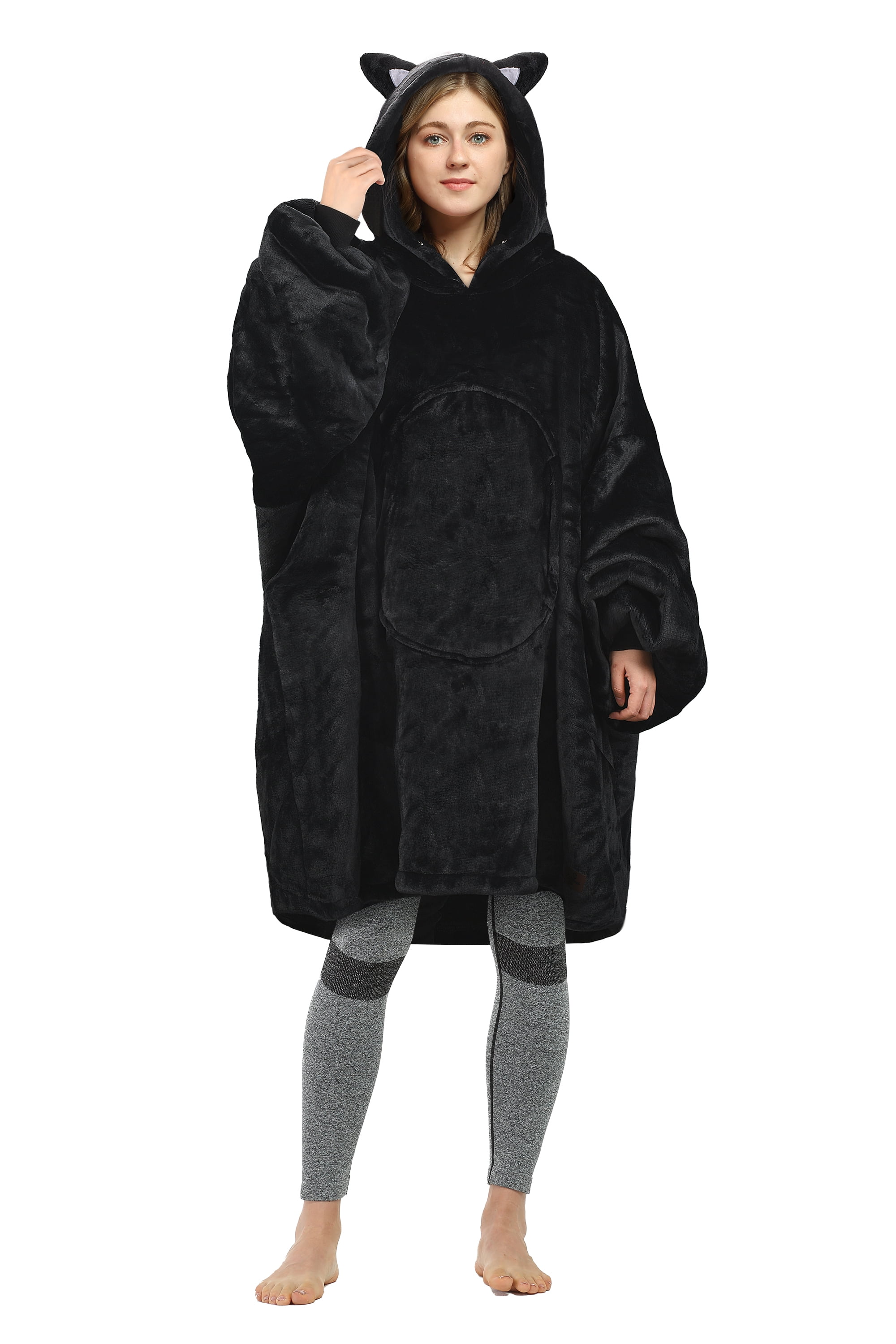 Catalonia Oversized Wearable Blanket Hoodie Sweatshirt, Comfortable Sherpa Lounging Pullover for Adults Men Women Teenagers Wife Girlfriend Gift