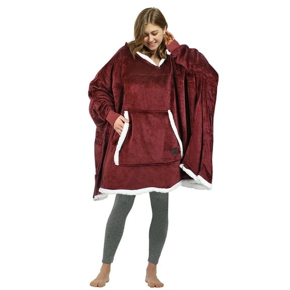Catalonia Oversized Hooded Poncho Throws Cape, Casual Hoodie Sweatshirt, 2.33 Lbs for All Ages