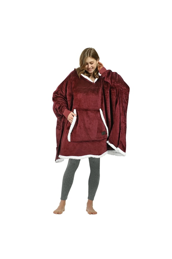 Oversized Hooded Poncho Throws Cape, Casual Hoodie Sweatshirt, 2.33 Lbs for All Ages