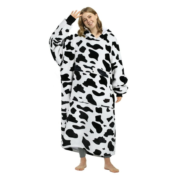Catalonia Oversized Hoodie Blanket Sweatshirt, Comfortable Sherpa Lounging Pullover for Adults, Gifts for Women, Dalmatian