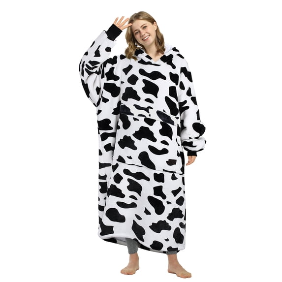 Catalonia Oversized Hoodie Blanket Sweatshirt, Comfortable Sherpa Lounging Pullover for Adults, Gifts for Women, Dalmatian