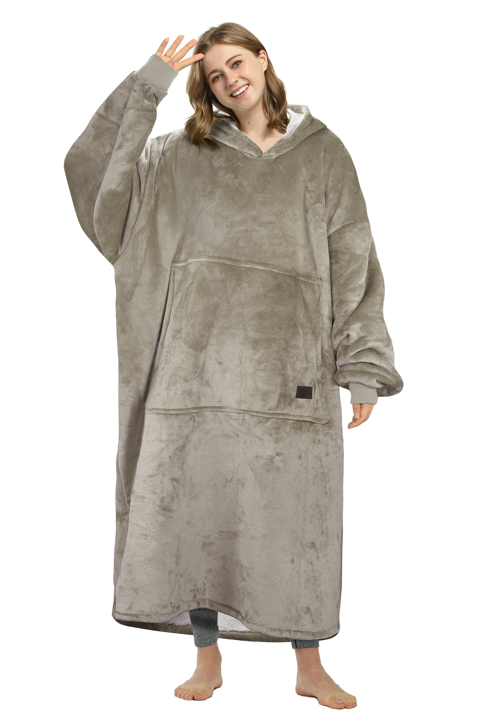 Catalonia Oversized Hoodie Blanket Sweatshirt Comfortable Sherpa Lounging Pullover for Adults Gifts for Women Latte Walmart