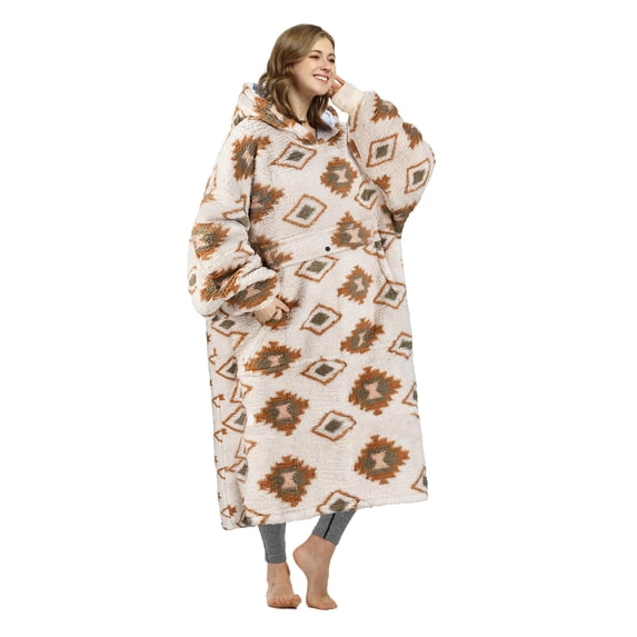 Catalonia Southwestern Aztec Oversized Hoodie for Women Men, Big Hoodie Blanket, Ultra Long Wearable Blanket, Full Body Giant Hooded Blanket, Gift for Women Girlfriend