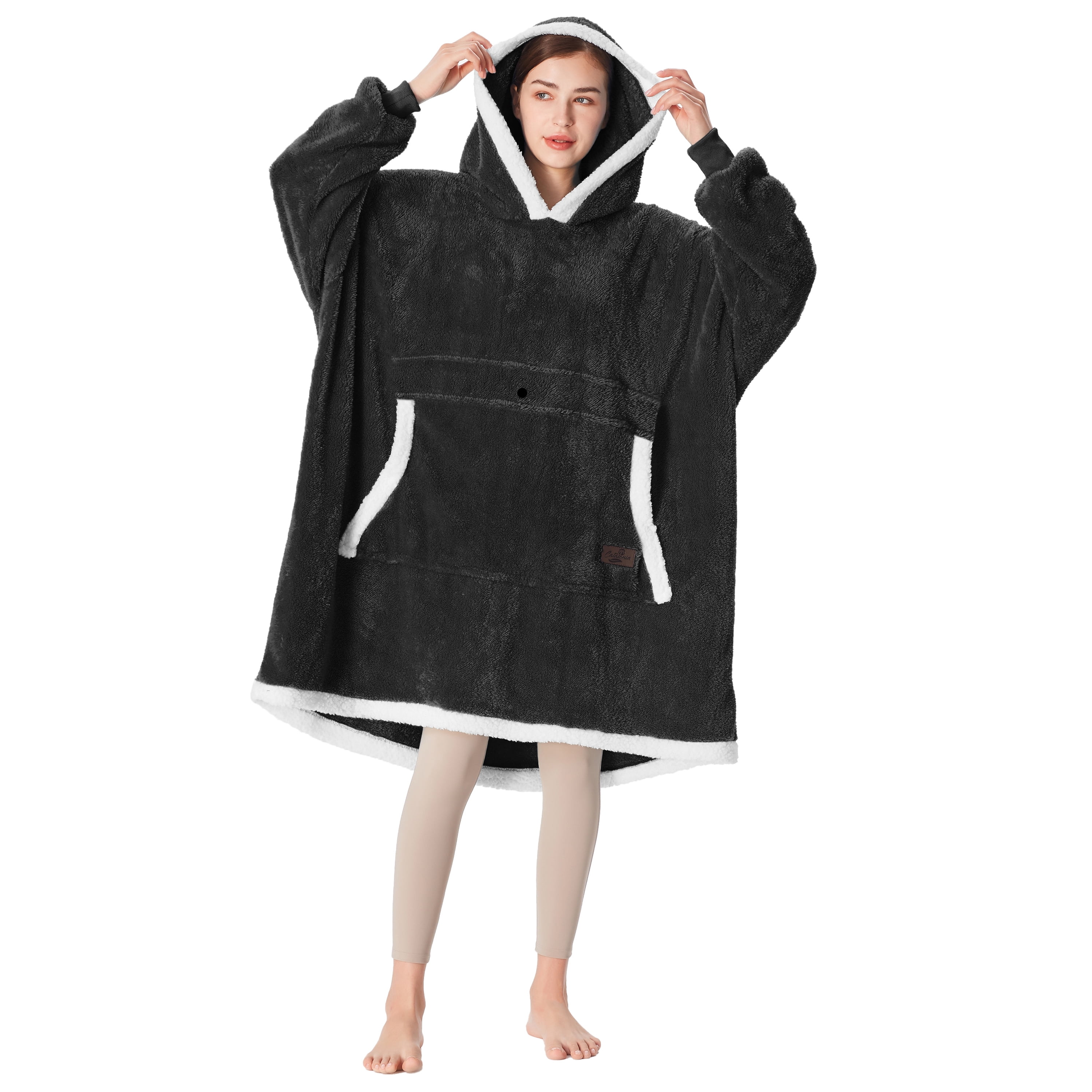 Catalonia Oversized Hoodie Blanket Sweatshirt,  Wearable Sherpa Fleece Giant Pullover for Adults Men Women Teenagers Wife Girlfriend Gift