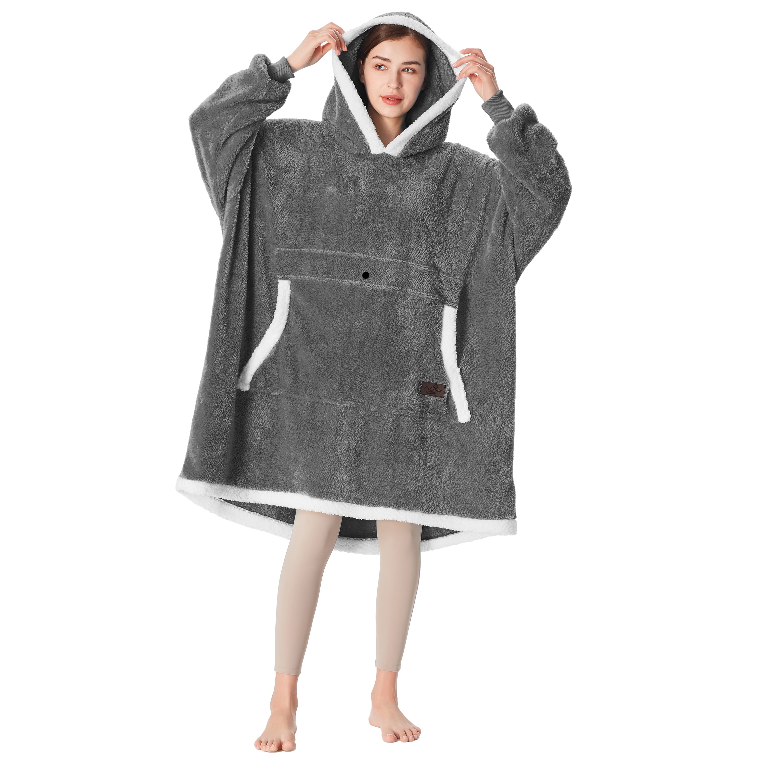 Catalonia Oversized Hoodie Blanket Sweatshirt,  Wearable Sherpa Fleece Giant Pullover for Adults Men Women Teenagers Wife Girlfriend Gift