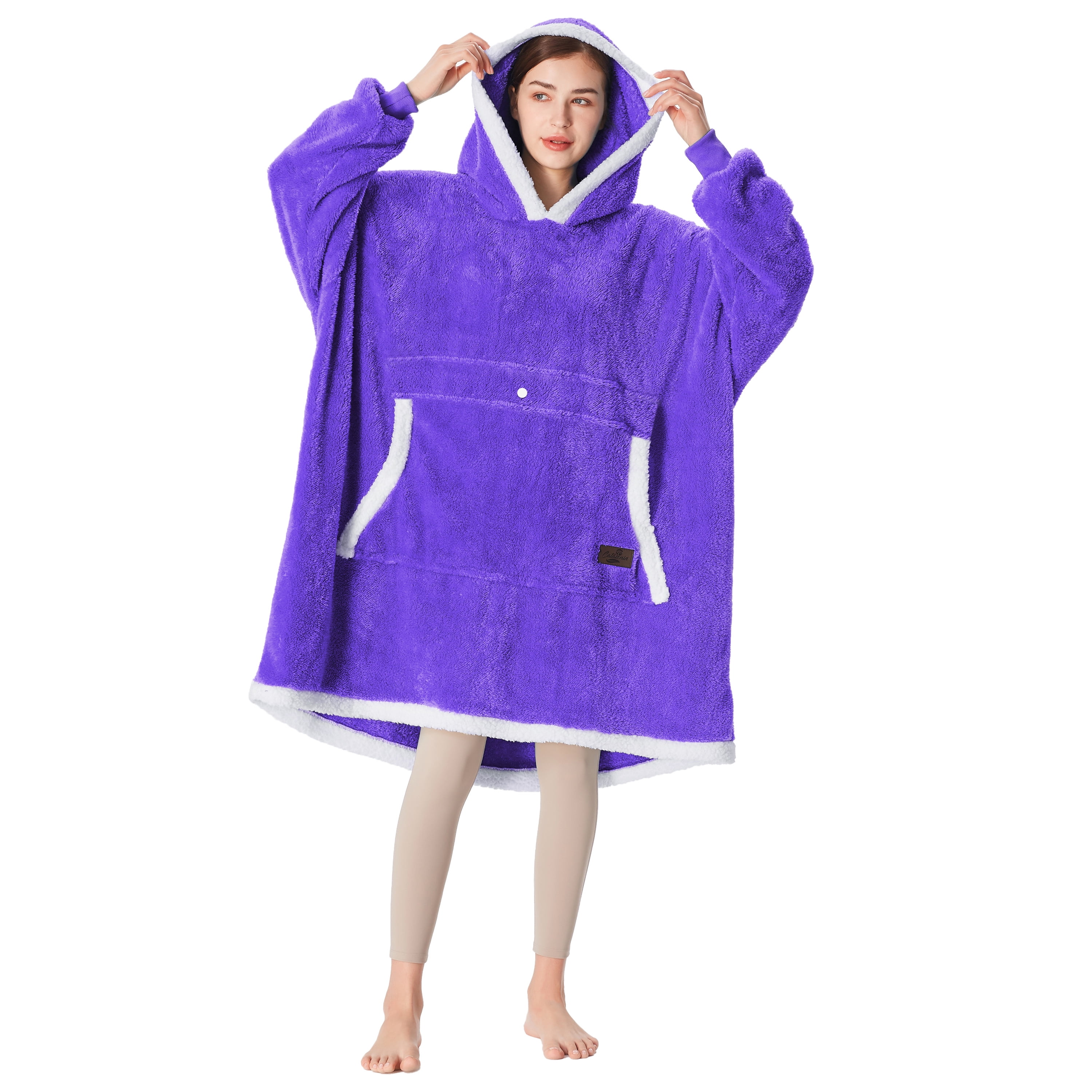 Catalonia Oversized Hoodie Blanket Sweatshirt,  Wearable Sherpa Fleece Giant Pullover for Adults Men Women Teenagers Wife Girlfriend Gift