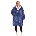 thumbnail image 1 of Catalonia Oversized Hoodie Blanket with Zipper, Wearable Sherpa Sweatshirt Pullover, Soft Warm Comfortable Jacket for Adults Men Women, Navy Astrology, 1 of 7
