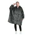 thumbnail image 1 of Catalonia Oversized Hoodie Blanket with Zipper, Wearable Sherpa Sweatshirt Pullover, Soft Warm Comfortable Jacket for Adults Men Women, Grey, 1 of 6
