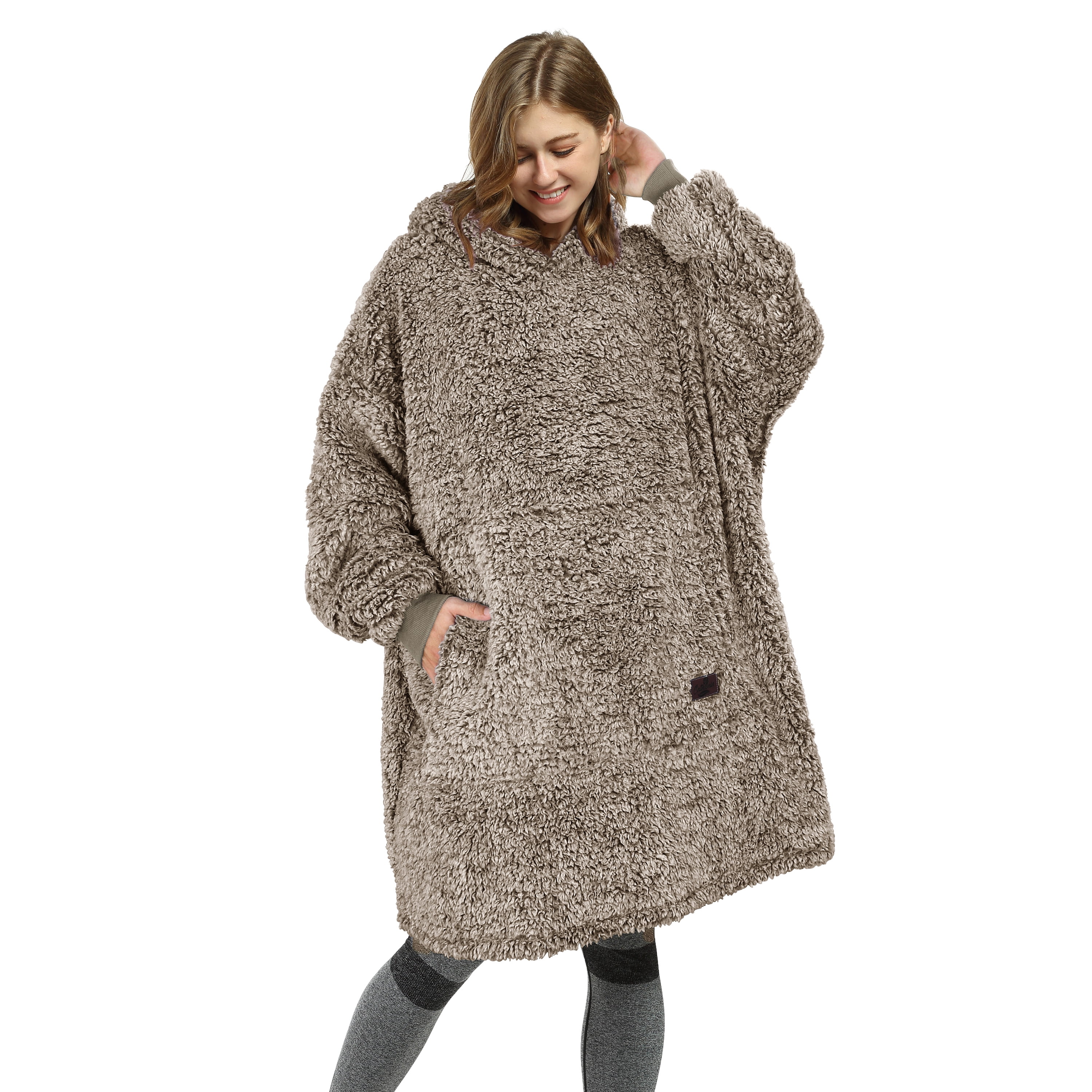 Big Fluffy Berber Fleece Oversize Hoodie Blanket — Catalonia Fashion
