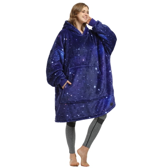 Catalonia Oversized Wearable Blanket Hoodie Sweatshirt, Comfortable Sherpa Lounging Pullover for Adults Men Women Teenagers Wife Girlfriend Gift