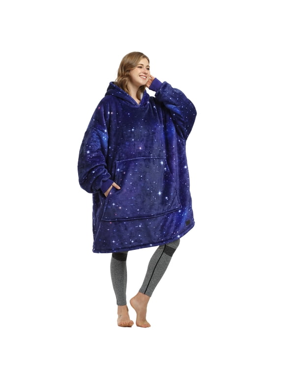 Oversized Wearable Blanket Hoodie Sweatshirt, Comfortable Sherpa Lounging Pullover for Adults Men Women Teenagers Wife Girlfriend Gift