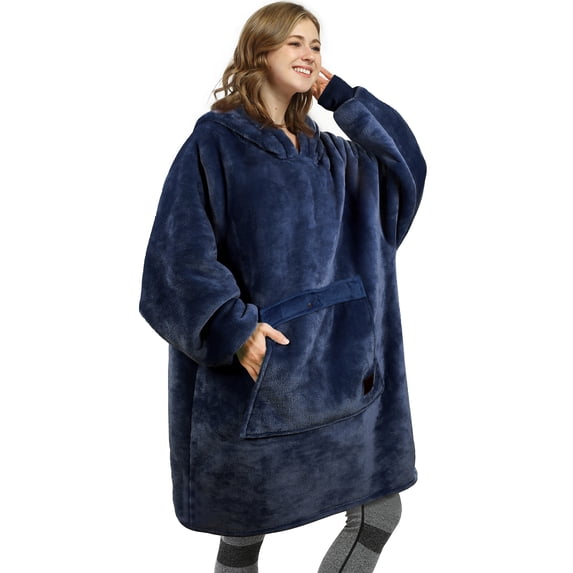 Catalonia Oversized Wearable Blanket Hoodie Sweatshirt, Comfortable Sherpa Lounging Pullover for Adults Men Women Teenagers Wife Girlfriend Gift