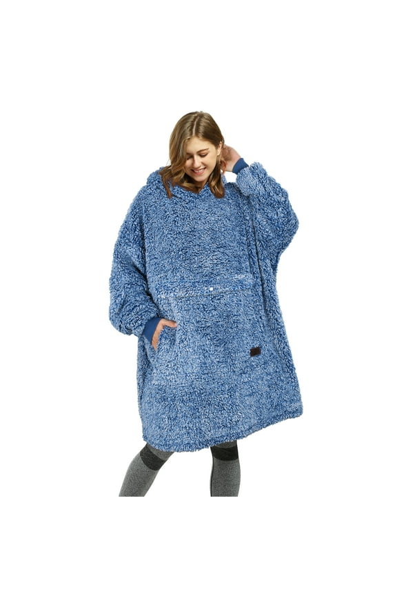 Oversized Wearable Blanket Hoodie Sweatshirt, Fluffy Sherpa Lounging Pullover for Men Women Wife Girlfriend, Gift for Her