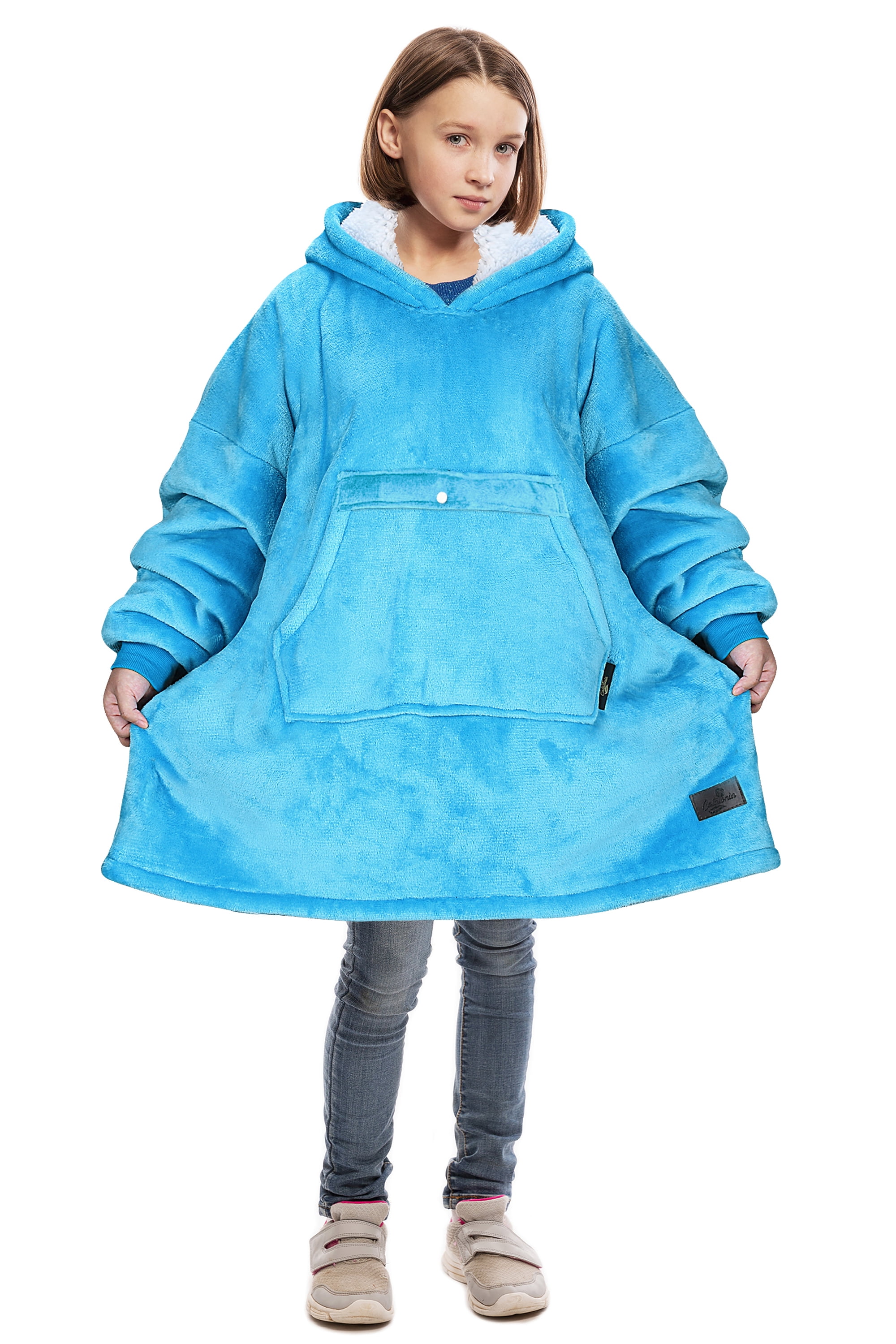 Catalonia Pink Blanket Hoodie for Kids, Oversized Wearable Fleece Sweatshirt Pullover for 7-16 yr Teens Youth, Kids Gift Idea