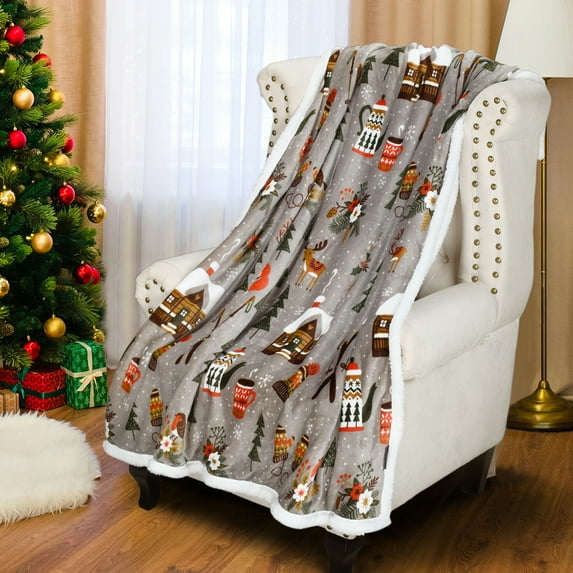 Catalonia Plush Fleece Blanket Couch Throw Christmas Theme Shu Velveteen Lambswool Reversible Warm Super Soft 61” x 50“