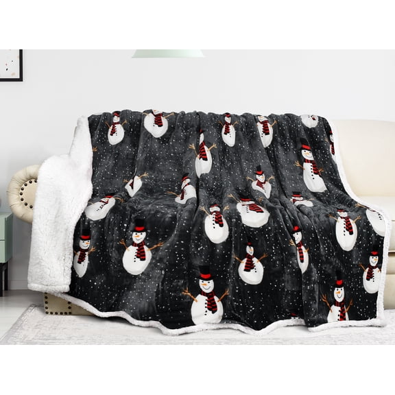 Catalonia Premium Women Sherpa Fleece Bed Blanket | Super Soft, Cozy, Plush, Lightweight Microfiber, Reversible Bed Blanket for Couch, Sofa, Bed,SNOWMAN