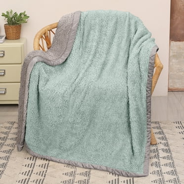 Catalonia Reversible Sherpa Throw Blanket, Super Soft Fluffy Blanket for Couch, Fuzzy Comfy Warm Throws, Comfort Caring Gift, Purple, 50x60 inches, Aqua