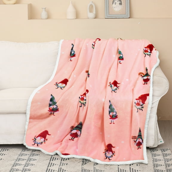 Catalonia Christmas Dwarfs Sherpa Throw Blanket, Xmas Theme Throws, Plush Fleece Couch Blanket, Super Soft, Comfy, Cozy, Fluffy, Ugly Holiday Gift