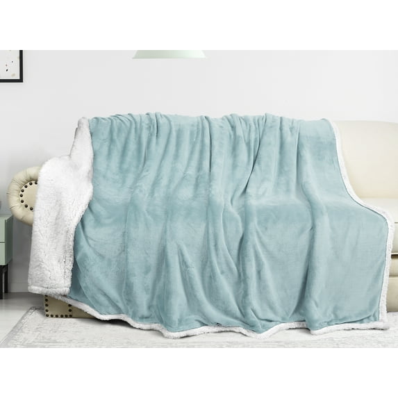 "Catalonia Sherpa Fleece Blanket for Bed, Super Soft Plush Sofa Couch Throw Blanket, TV Bed Blanket, Comfy Cozy Fluffy Warm Comforter, Teal, 60'' x 80'' "
