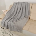 thumbnail image 1 of Catalonia Sherpa Throw Blanket, Reversible Cozy Waffle Pattern Knitted Blanket Throw for Couch Bed 60""x50"", Light Grey, 1 of 7