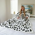 thumbnail image 1 of Catalonia Sherpa Wearable Blanket with Sleeves Arms, Super Soft Warm Comfy Large Fleece Plush Sleeved TV Throws Wrap Robe Blanket for Adult Women and Men, Dalmatian Cow, 72" x 55", 1 of 8