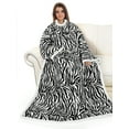 thumbnail image 1 of Catalonia Sherpa Wearable Blanket with Sleeves Arms, Super Soft Warm Comfy Large Fleece Plush Sleeved TV Throws Wrap Robe Blanket for Adult Women and Men, Zebra, 72" x 55", 1 of 7