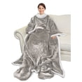 thumbnail image 1 of Catalonia Sherpa Wearable Blanket with Sleeves & Foot Pockets for Adult Women Men, Comfy Snuggle Wrap Sleeved Throw Blanket Robe, Gift Idea, Camel, 68" x 53", 1 of 7