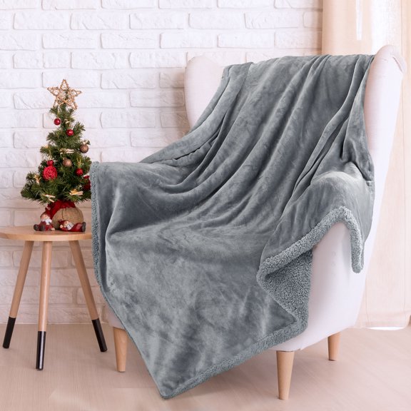 Catalonia Super Soft Sherpa Throw Blanket 50" x 60" Reversible Match Color Fuzzy Micro Plush All Season Fleece TV Blanke