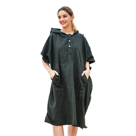 Catalonia Surf Swimming Poncho Changing Towel Robe,Quick Dry Microfiber Changing Robe with Opening Front Pocket and Hood for Outdoor Indoor Unisex