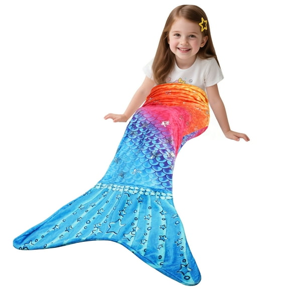 Catalonia Ultra Soft Mermaid Tail Blanket for Kids, Fish Tail Snuggly Blanket, Cozy Fleece Mermaid Gift for Girls Toddlers